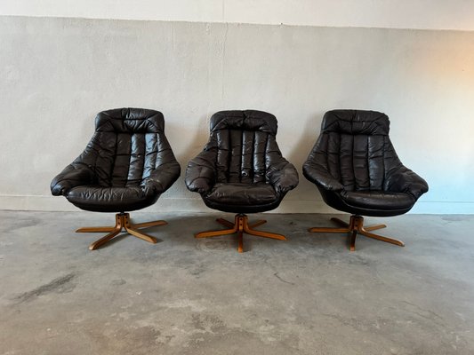 Leather Armchairs by H.W. Klein for Bramin, 1960s, Set of 3-EBP-2016659