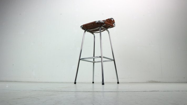 Leather Bar Stool attributed to Charlotte Perriand for Les Arc, 1960s-DT-2026269