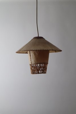 Leather Boho Pendant Lamp, 1960s-ESB-1367067