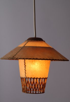 Leather Boho Pendant Lamp, 1960s-ESB-1367067