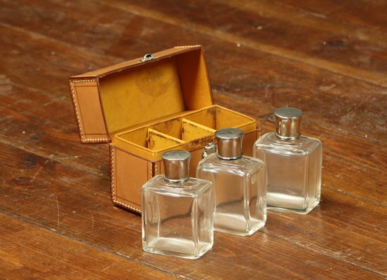 Leather Bottle Set, 1920s, Set of 3-EMZ-697999