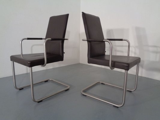 Leather Cantilever Dining Chairs by Karl Friedrich Förster for KFF, 1990s, Set of 6-RDW-700822