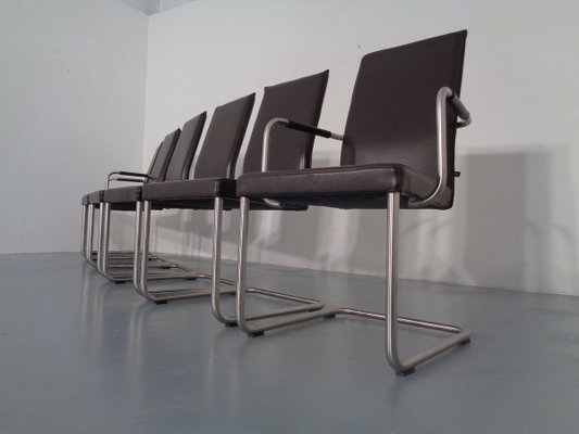 Leather Cantilever Dining Chairs by Karl Friedrich Förster for KFF, 1990s, Set of 6-RDW-700822