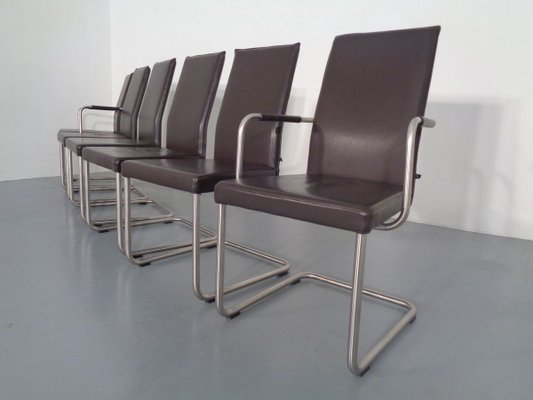 Leather Cantilever Dining Chairs by Karl Friedrich Förster for KFF, 1990s, Set of 6-RDW-700822