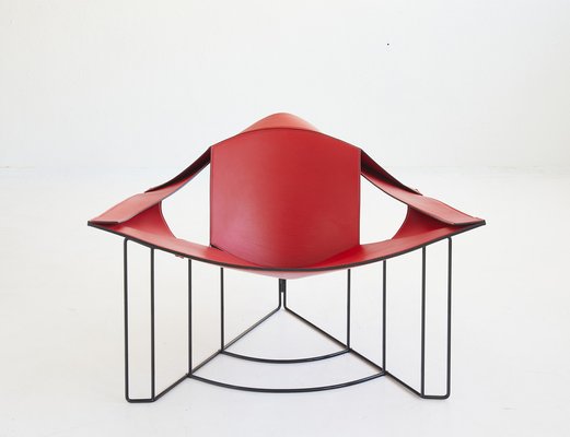 Leather Chair with Lacquered Metal by Jacques Harold Pollard for Matteo Grassi, 1987-TJQ-1771112