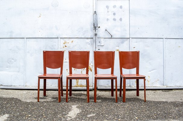 Leather Chairs by Enrico Pellizzoni, 1970s, Set of 4-VCV-1264318