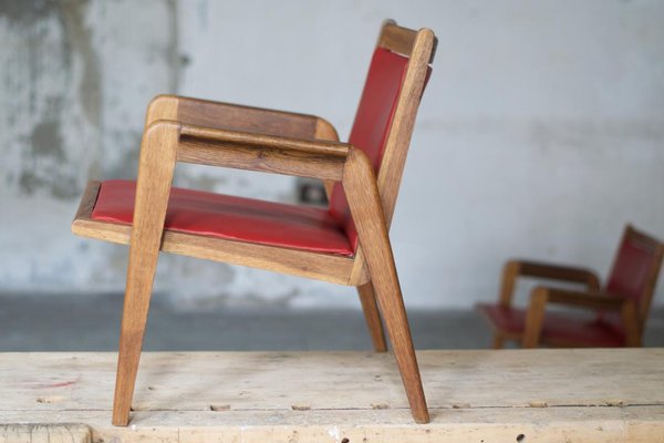 Leather Chairs by Jacques Hauville, 1950s, Set of 2-LA-1740861