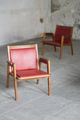 Leather Chairs by Jacques Hauville, 1950s, Set of 2-LA-1740861