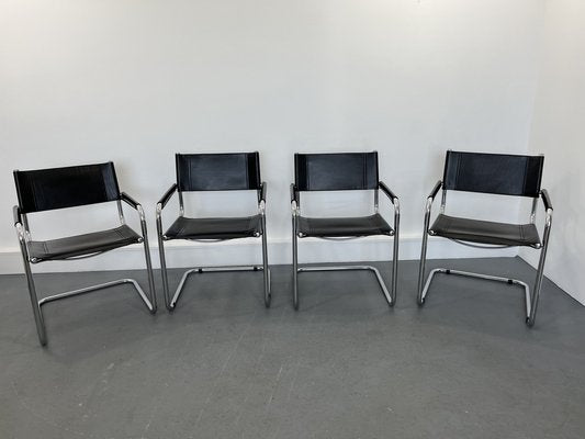 Leather Chairs, Italy, 1970s, Set of 4-JWH-1705884