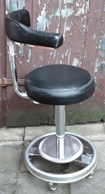 Leather & Chromed Steel Doctor's Swivel Chair, 1970s-HOI-842286