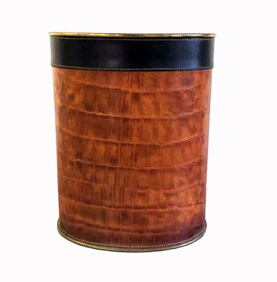 Leather-Clad Umbrella Stand or Wastepaper Bin, 1970s-HWV-1123112