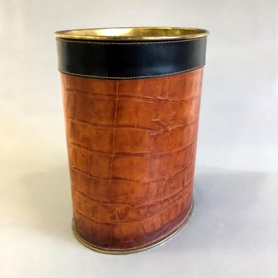 Leather-Clad Umbrella Stand or Wastepaper Bin, 1970s-HWV-1123112