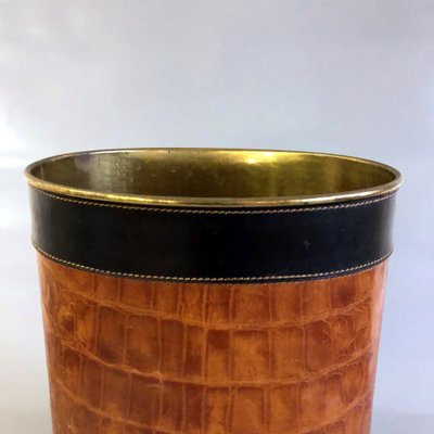 Leather-Clad Umbrella Stand or Wastepaper Bin, 1970s-HWV-1123112