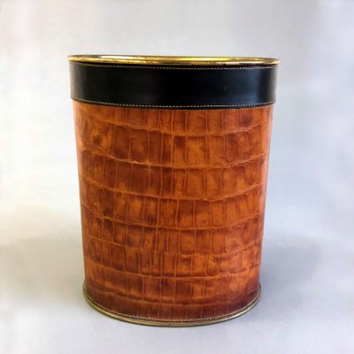 Leather-Clad Umbrella Stand or Wastepaper Bin, 1970s-HWV-1123112