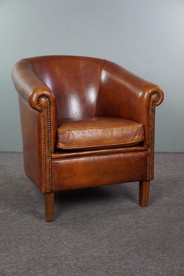 Leather Club Chair in Cognac Color-HPP-1773124