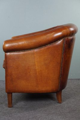 Leather Club Chair in Cognac Color-HPP-1773124