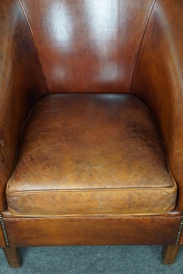 Leather Club Chair in Cognac Color-HPP-1773124