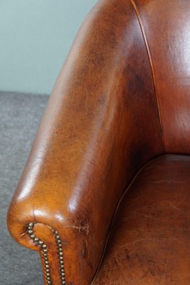 Leather Club Chair in Cognac Color-HPP-1773124