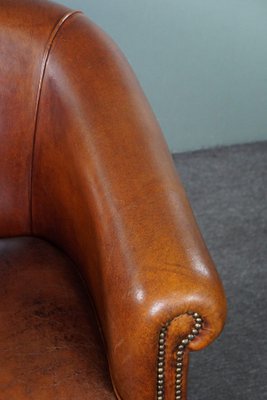 Leather Club Chair in Cognac Color-HPP-1773124