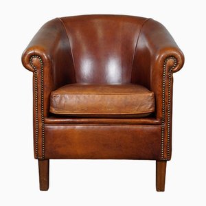 Leather Club Chair in Cognac Color-HPP-1773124