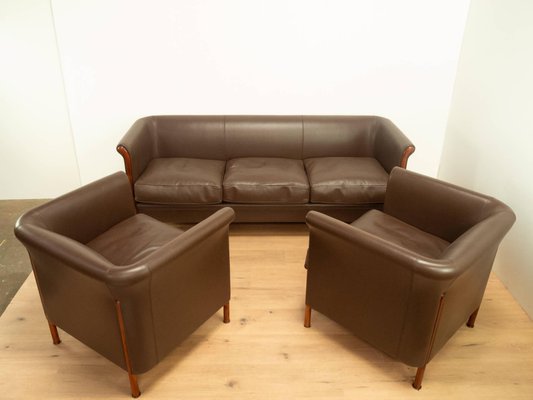 Leather Club Set by Antonio Citterio for Moroso, 1980s, Set of 3-PRK-2004540