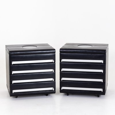 Leather-Covered Filing Cabinets, Late 20th Century, Set of 2-VEI-1402606