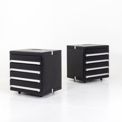 Leather-Covered Filing Cabinets, Late 20th Century, Set of 2-VEI-1402606