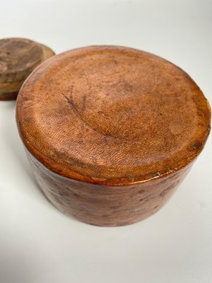 Leather Covered Tobacco Box in Ceramic & Wood, France, 1940s-UR-1372238