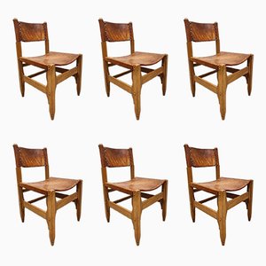 Leather Dining Chairs, 1960s, Set of 6-BW-1799764