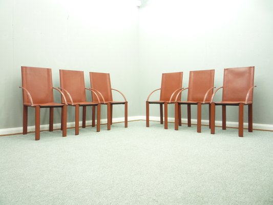 Leather Dining Chairs by Carlo Bartoli for Matteo Grassi, 1980s, Set of 6-UG-1311134