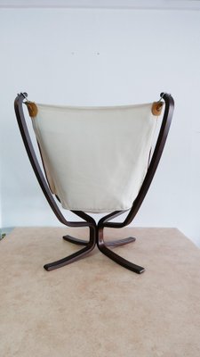 Leather Falcon Chair with Foot Chair by Sigurd Ressell for Vatne Möbler, Norway, Set of 2-KK-974830