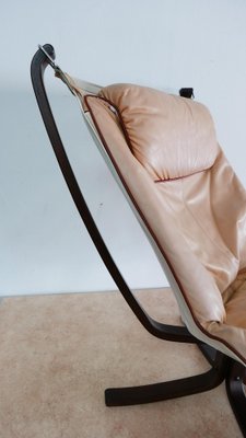 Leather Falcon Chair with Foot Chair by Sigurd Ressell for Vatne Möbler, Norway, Set of 2-KK-974830