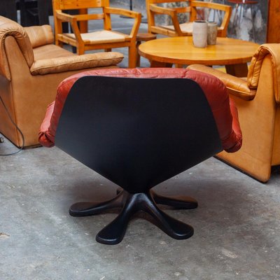 Leather & Fiberglass Lounge Chair, 1970s-QVY-1388602