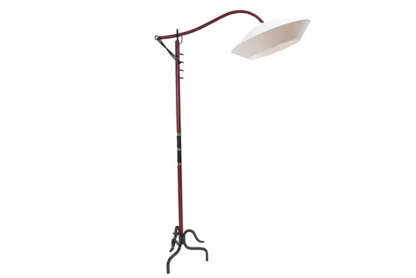 Leather Floor Lamp by Jacques Adnet, 1950s-VRR-734274