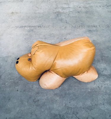 Leather Hippo Hippopotamus Footstool, 1970s-RQV-1823501