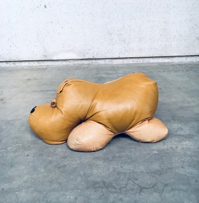 Leather Hippo Hippopotamus Footstool, 1970s-RQV-1823501