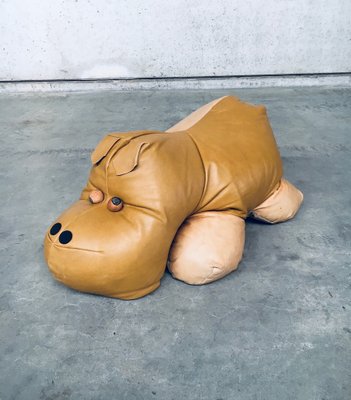 Leather Hippo Hippopotamus Footstool, 1970s-RQV-1823501