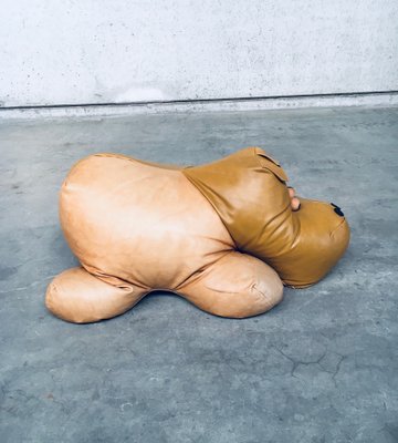 Leather Hippo Hippopotamus Footstool, 1970s-RQV-1823501