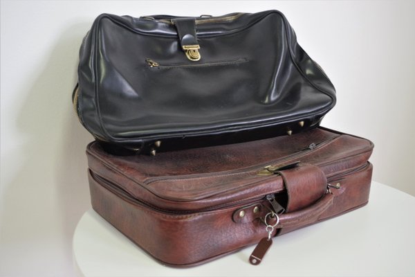 Leather Homa Suitcases, 1950s, Set of 2-KNM-1089686