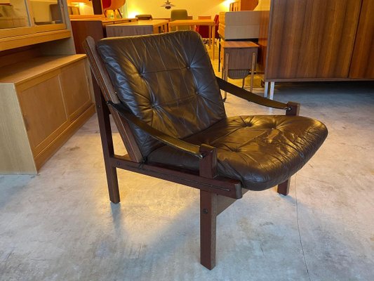 Leather Hunter Chair by Torbjorn Afdal for Bruksbo, 1960s-WSA-854055