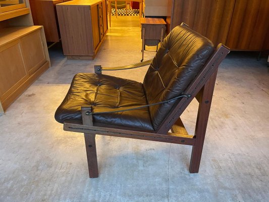 Leather Hunter Chair by Torbjorn Afdal for Bruksbo, 1960s-WSA-854055