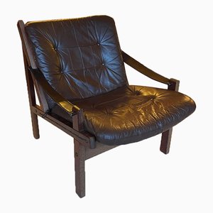 Leather Hunter Chair by Torbjorn Afdal for Bruksbo, 1960s-WSA-854055