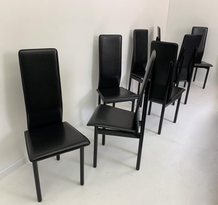 Leather Italian Pozzi Chairs, 1980s, Set of 8-BGP-1008131