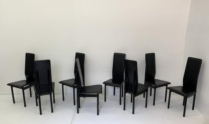 Leather Italian Pozzi Chairs, 1980s, Set of 8-BGP-1008131