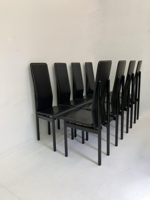 Leather Italian Pozzi Chairs, 1980s, Set of 8-BGP-1008131