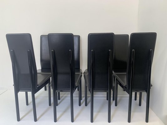 Leather Italian Pozzi Chairs, 1980s, Set of 8-BGP-1008131