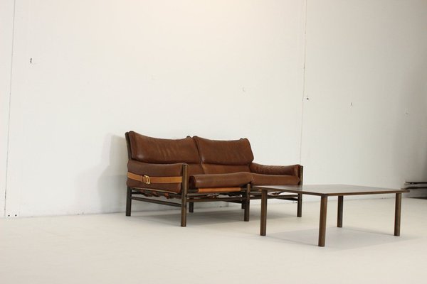 Leather Kontiki Sofa & Coffee Table from Arne Norell Ab, 1970s, Set of 2-VGV-1721542