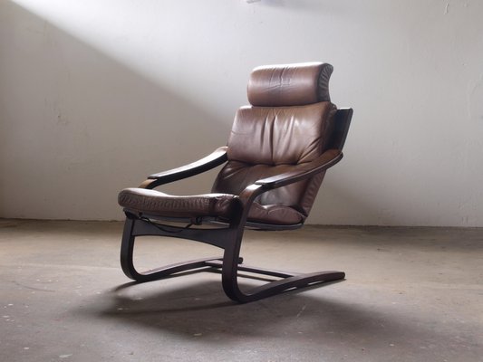 Leather Lounge Chair by Åke Fribytter for Nelo Möbel, 1970s-QNP-1844218