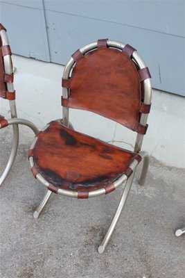 Leather & Metal Model Medusa Lounge Chairs by Bazzani for Studio Tetrark, 1950s, Set of 4-EH-602458