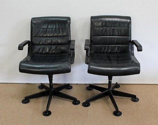 Leather Office Chairs attributed to Richard Sapper for Knoll Inc. / Knoll International, 1979, Set of 2-RVK-985029